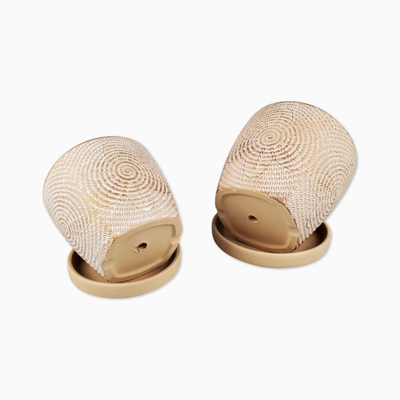 Set Of 2 Vintage Style Terracotta Planting Pots - Sand - Picture 4 of 5